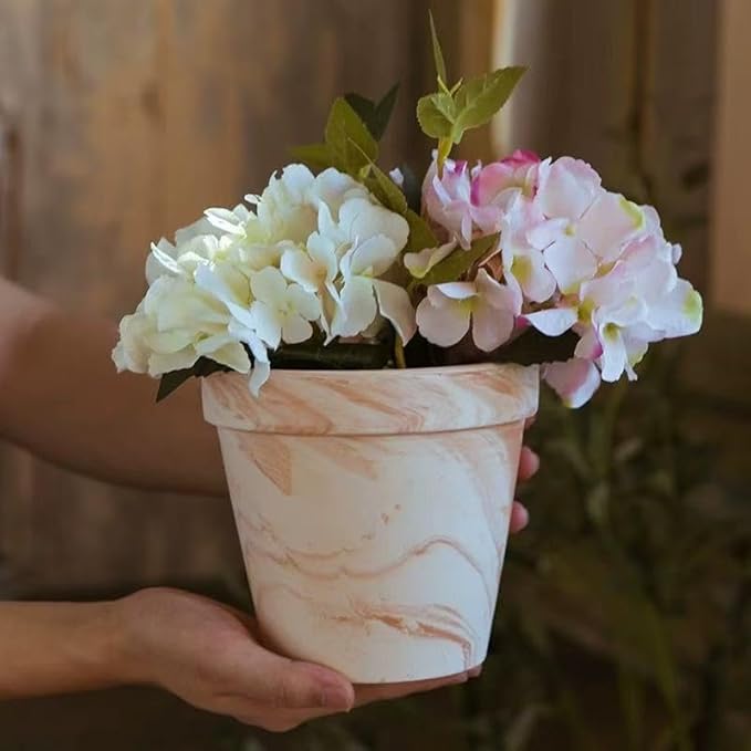 Random Mood Macchiato Terracotta Plant Pots – Handmade 6-Inch Clay Ceramic Flower Pots with Drainage Holes, Set of 3 – Ideal for Indoor & Outdoor Orchids