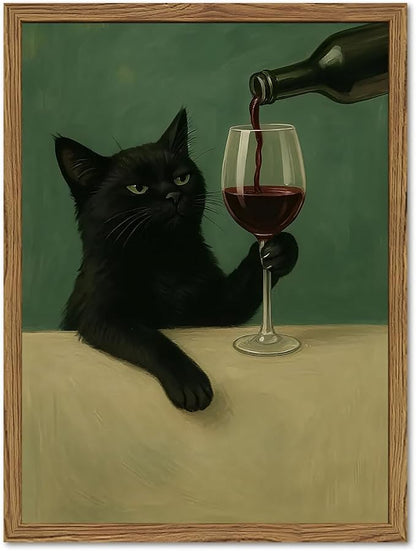 Funny Black Cat Wall Art Moody Black Cat by WARTHZwallart