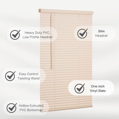 LOTUS & WINDOWARE Cordless 1" Vinyl Blind, Room Darkening, Horizontal Blinds - Image 2