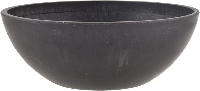 PSW Pot Collection Shallow Garden Bowl Planter for Succulents, Bonsai, Fairy Gardens, Herbs, 8-Inch, Dark Charcoal