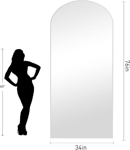 Dewfig Arched White Full Length Mirror, Full Body Mirrors - Image 8