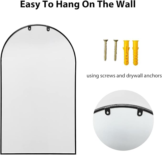 Wall Mounted Mirror, 30“x20 Black Bathroom Mirror, Arched Window Mirrors - Image 4