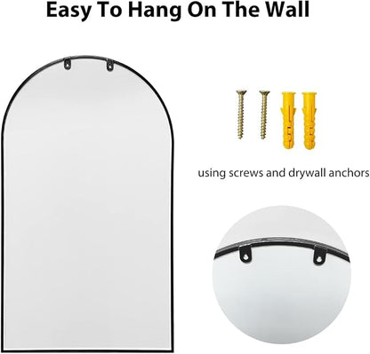 Wall Mounted Mirror, 30“x20 Black Bathroom Mirror, Arched Window Mirrors - Image 4