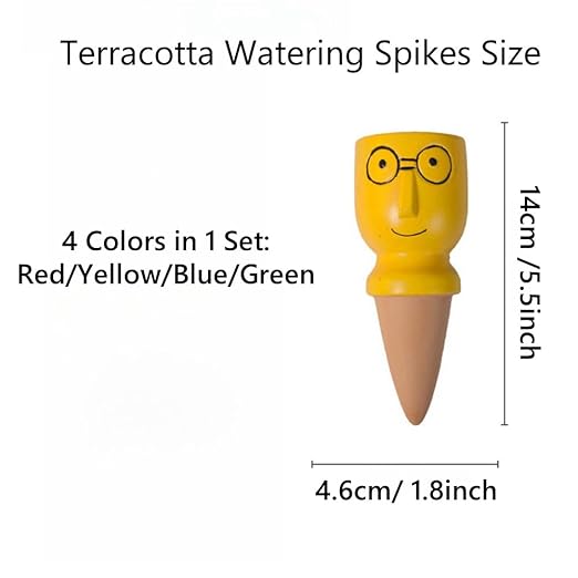 4 Pack Plant Watering Devices, Terracotta Watering Spikes, Vacation Self Watering Planter Insert, Automatic Plant Waterer for Indoor Outdoor Plants (Big Head)