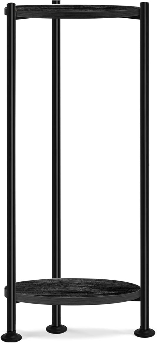 Plant Stand Indoor, 2 Tier Plant Stands for Indoor Plants, 30" Tall Flower Stand with Round Wooden Board Modern Plant Shelf for Living Room, Balcony, Deck