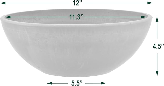 PSW Pot M30TP Collection Shallow Garden Bowl Low Planter for Succulents, Bonsai, Fairy Gardens, Herbs, 12-inch, Taupe