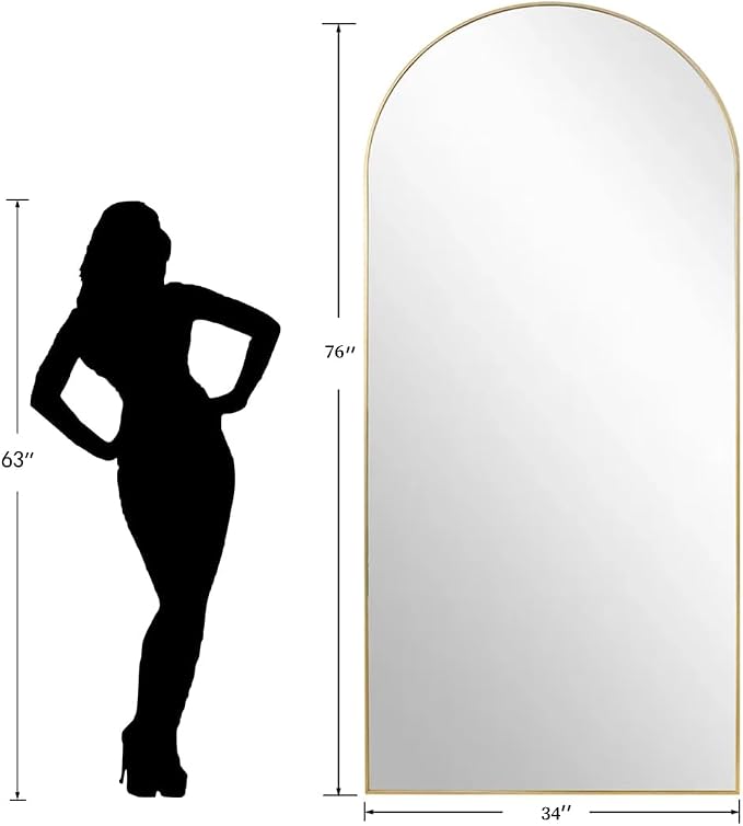 Dewfig Arched Full Length Mirror, Full Body Mirrors - Image 9