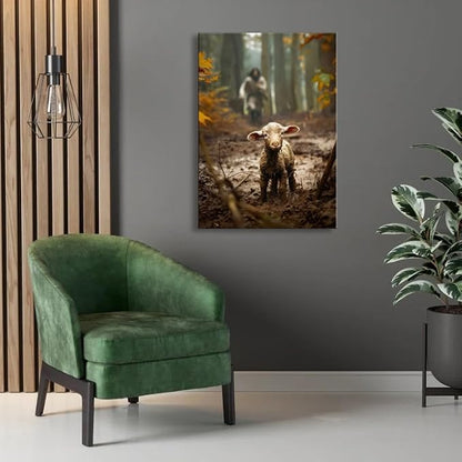 Large wall art for living room Jesus Running After Lost Lamb Picture for home - Image 7