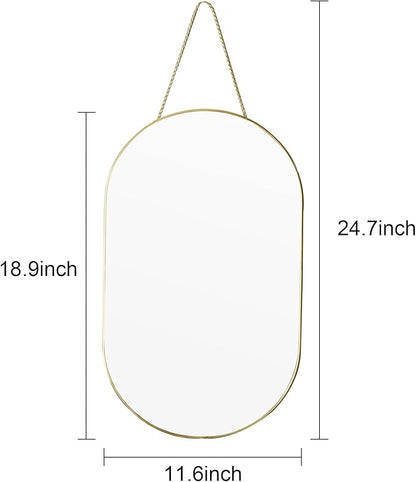 Oval Wall Mirror with Lanyard, High Definition Bathroom Mirror - Image 2