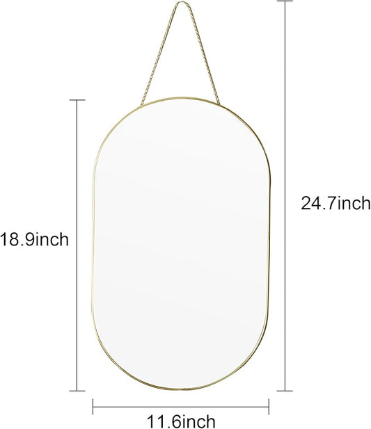 Oval Wall Mirror with Lanyard, High Definition Bathroom Mirror - Image 2