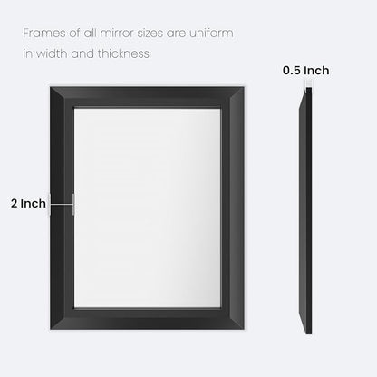 Amorho Black Bathroom Mirror, 36x32 Inch Thick Metal Framed Wall Mirrors - Image 7