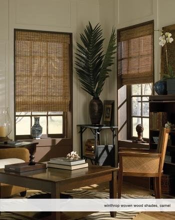 Cordless Woven Wood Roman Shades, 28W x 36H, Ashbury Camel, Sizes 20-72 Wide - Image 2