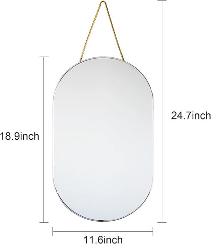 Oval Mirror with Lanyard, High Definition Bathroom Mirror - Image 2