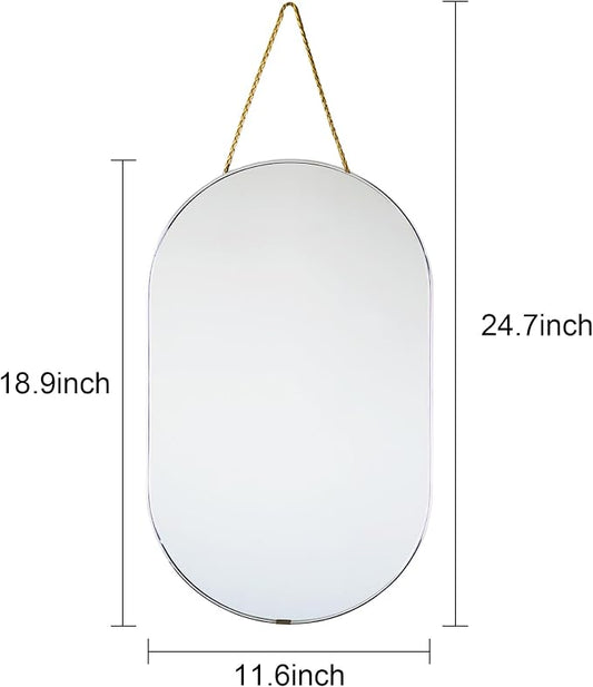 Oval Mirror with Lanyard, High Definition Bathroom Mirror - Image 2