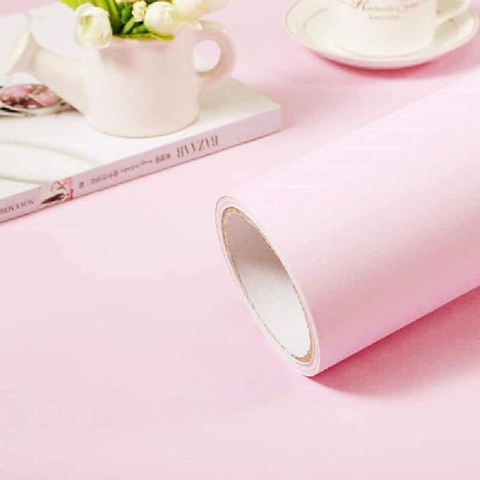 practicalWs Pink Self-Adhesive Wallpaper Film Stick Paper Easy to Apply Peel by practicalWs