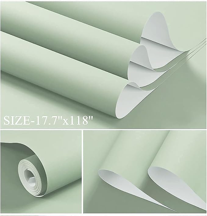 Dimoon 118''x23.6'' Green Peel and Stick Wallpaper Contact Paper Modern Self - Image 2