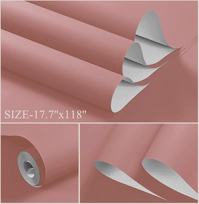 Dimoon 78.7''x17.7'' Pink Peel and Stick Wallpaper Contact Paper Modern Self - Image 2