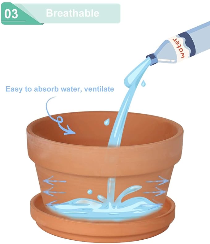 vensovo 4.5 Inch Terracotta Shallow Succulent Pots - 6 Pack Terra Cotta Clay Pot with Saucer, Cacuts Indoor and Outdoor Planters with Drainage Hole