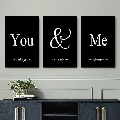 GUBIYU Set of 3 Framed Farmhouse You and Me Wall Art Above Bed Wall Decor - Image 3