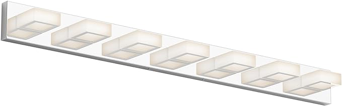 Ralbay 46" LED Chrome Vanity Lights 7 Lights Acrylic Stainless Steel LED Modern by RalbayLighting