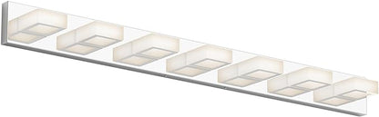 Ralbay 46" LED Chrome Vanity Lights 7 Lights Acrylic Stainless Steel LED Modern by RalbayLighting