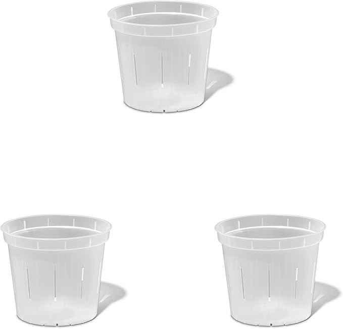 rePotme 4 inch Orchid Pot 3 Pack - Slotted Orchid Pots with Holes for Repotting (Crystal Clear)