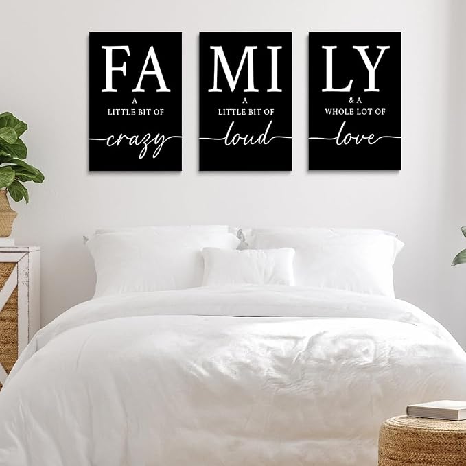 GUBIYU Black Home Wall Art for Living Room Family Sign Prints Canvas Painting - Image 5