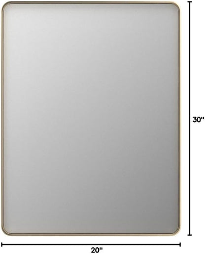 LOAAO 20”X30” Gold Bathroom Mirror, Rounded Rectangle Gold Frame Mirror - Image 9