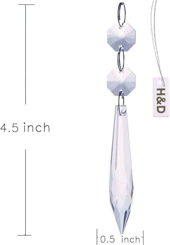 H&D 10pcs 63mm Chandelier Crystals Ornament - Clear Crystal Chandelier Prisms Icicle Drop Pendants