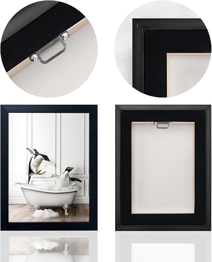 Framed Kids Bathroom Decor Funny Bathroom Wall Art Black and White Wall Decor - Image 4