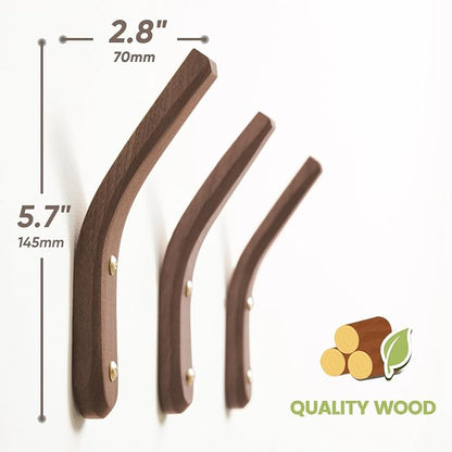 COCOYA 2Pack Wood Hooks Wall Mounted, Minimalist Easy Install Natural Real - Image 6