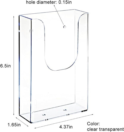 Brochure Holder Wall Mount, Transparent Acrylic, 4.3 x 1.6 x 6.5 inches - Image 2