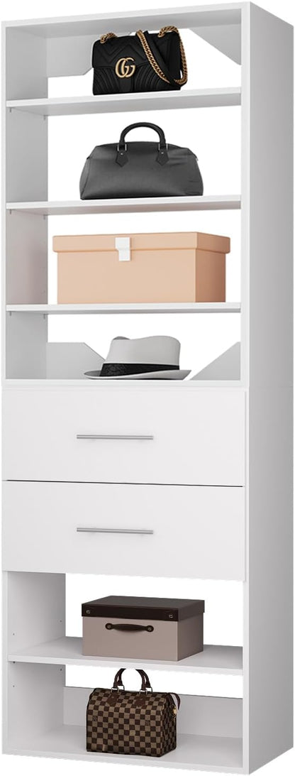 ROOMTEC Modular Closet System, 19.5" 2 Drawer Shelf Closet Tower Wall-Mounted by ROOMTEC