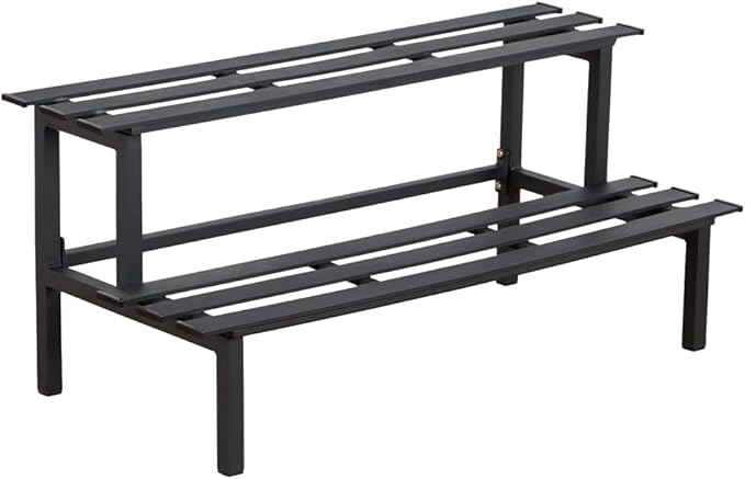 Sturdy 2-Tier Metal Plant Stand for Outdoor & Indoor, Decorative Planter Display Shelf Unit for Garden Patio Balcony Living Room