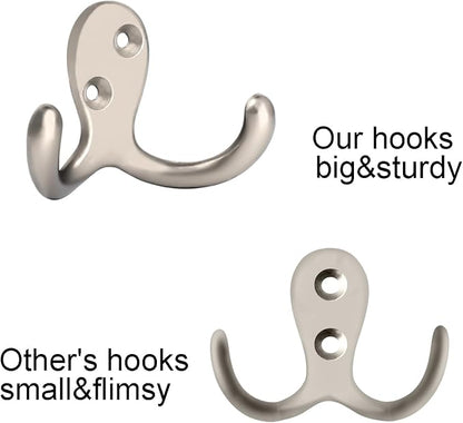 IBosins 8 Pack Heavy Duty Double Prong Coat Hooks Wall Mounted - Image 3