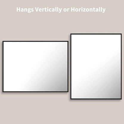 LOAAO 28"X36" Black Rectangle Bathroom Mirror Wall, Matte Black Aluminum Alloy - Image 4