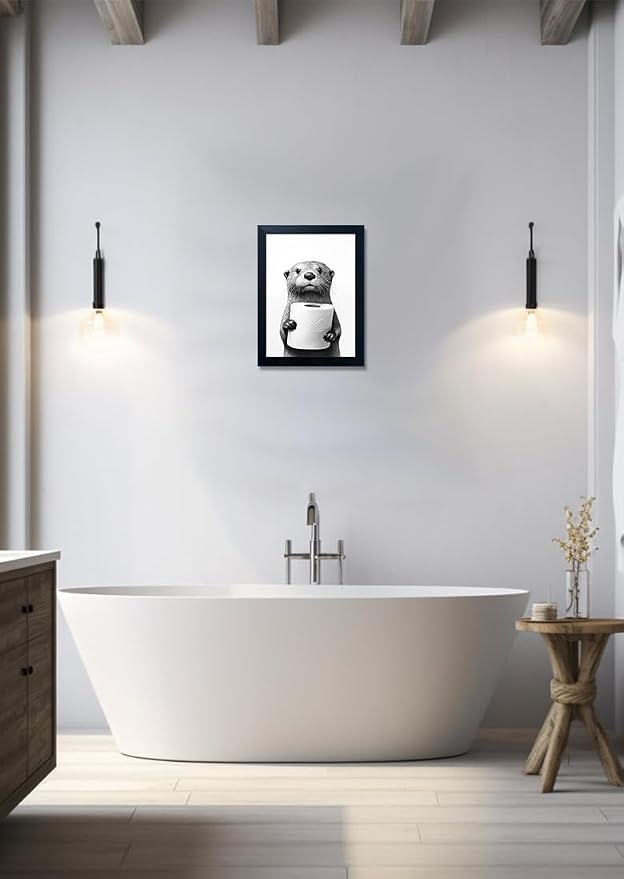 Framed Animal Bathroom Wall Art, Funny Bathroom Wall Decor, Toilet Paper in - Image 7