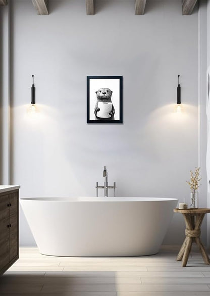 Framed Animal Bathroom Wall Art, Funny Bathroom Wall Decor, Toilet Paper in - Image 7
