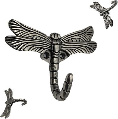 6 pcs Antique Silver Dragonfly Decorative Wall Hooks - Image 2