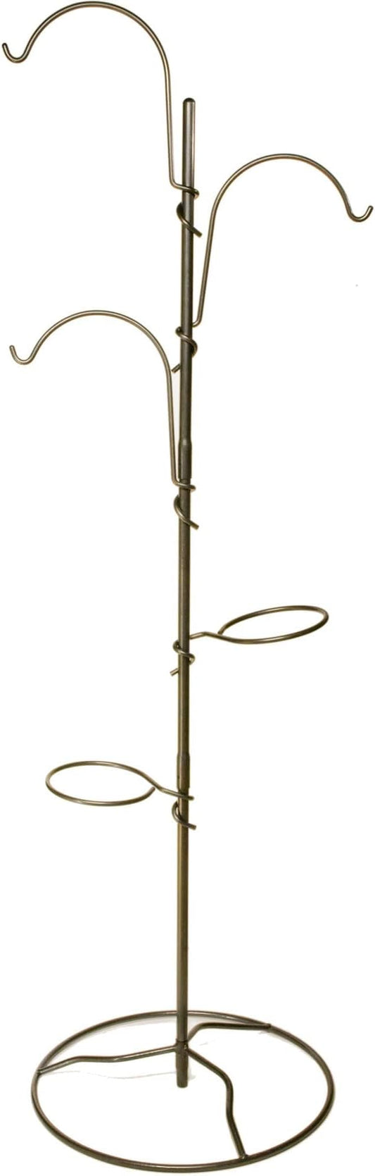 Yard Butler YT-5 Yard Tree Hanging Garden - Three Shepherd Hooks for Outdoor or Indoor Plant Hanging - Two Circular Holders for Plant Pots - Heavy Duty Anti-Tip Base and Steel Center Pole, Black, (IYT5)