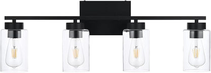 4 Light Bathroom Vanity Light Fixtures, Matte Black Modern Wall Lights - Image 4
