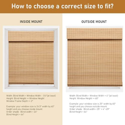 SEEYE Cordless Bamboo Roman Shades, Roll Up Blind Privacy Shade - Image 2