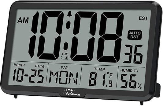 WallarGe Auto Set Digital Wall Clock Battery Operated, Desk Clocks by WallarGe