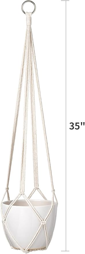 Dahey Macrame Plant Hanger Indoor Hanging Planter Basket Handmade Woven Cotton Rope Flower Pot Decorative Crochet Plant Holder Stand for Boho Home Decor No Tassels,35 Inch,Set of 2