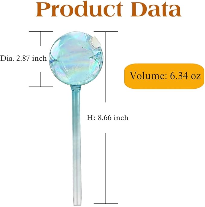 Self Watering Planter Insert, 4pcs Blown Glass Plant Watering Globes, Potting Self-Watering Bulbs Flower Automatic Watering Device Auto-Drippers for Plant Daily Self Watering
