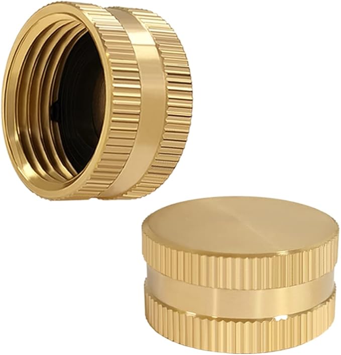 Hooshing 4PCS Brass Garden Hose End Caps 3/4" Female Garden Hose Caps with Washers