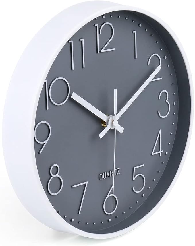 jomparis 10 Inch Gray Wall Clock Battery Operated Silent & Non-Ticking Wall - Image 6