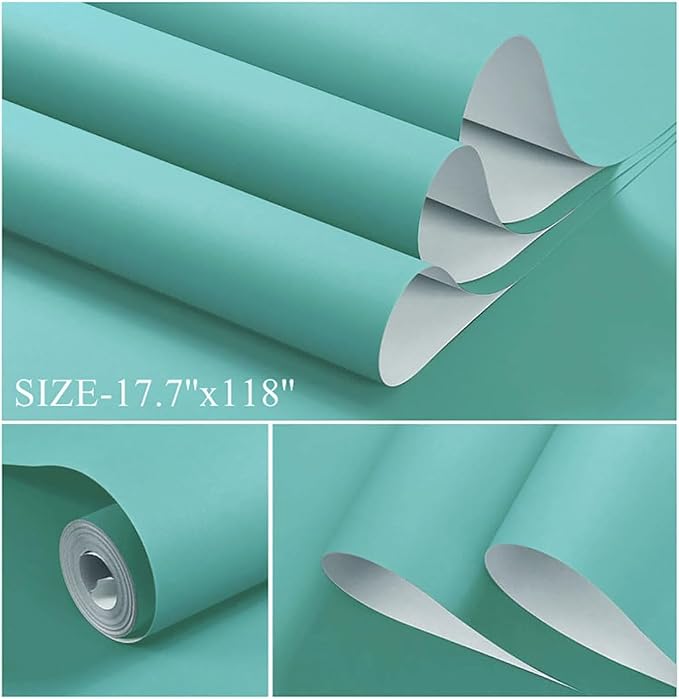 Dimoon 236.2''x17.7''Mint Green Peel and Stick Wallpaper Contact Paper Modern - Image 2