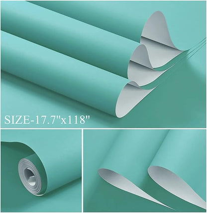 Dimoon 236.2''x17.7''Mint Green Peel and Stick Wallpaper Contact Paper Modern - Image 2