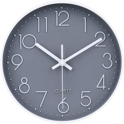 jomparis 10 Inch Gray Wall Clock Battery Operated Silent & Non-Ticking Wall by JOMPARIS